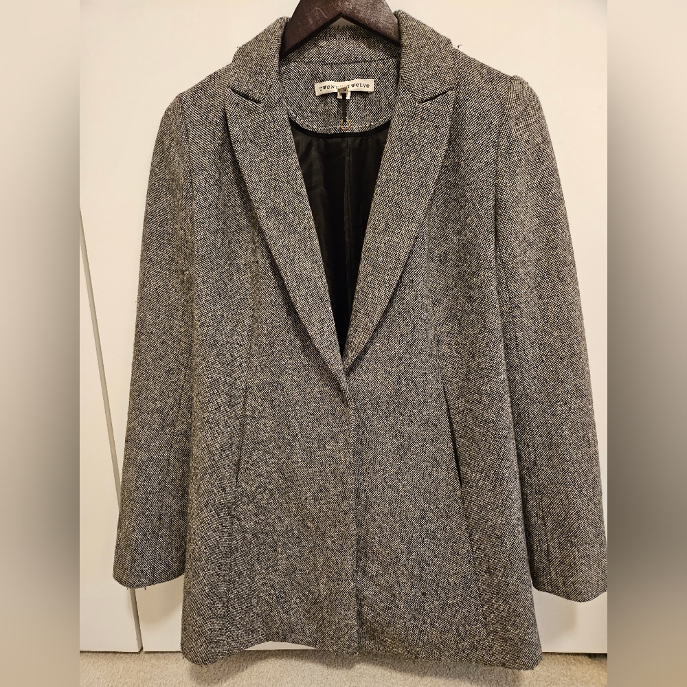 Twenty8Twelve Grey Tweed Wool Coat US 2